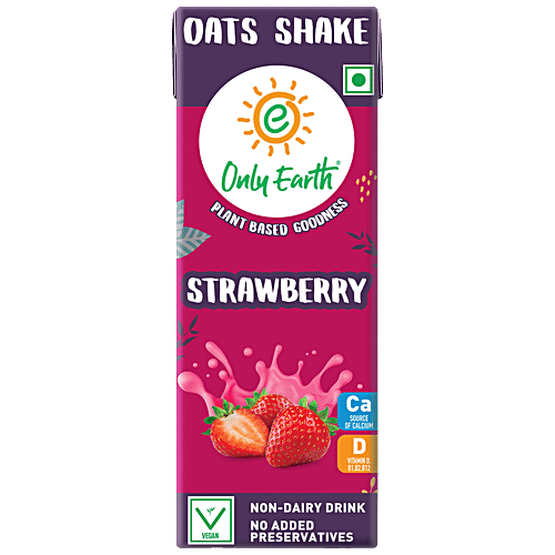 Only Earth Strawberry Oats Shake, 165 ml Source of Calcium, Vitamin D/B1/B2/B12, No Added Preservatives, Plant Based Goodness