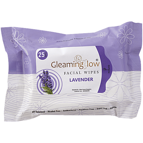 Gleaminglow Facial Wipes Lavender, 25 wipes