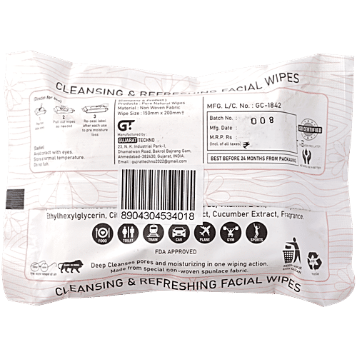 Gleaminglow Facial Wipes - Rose, 25 wipes