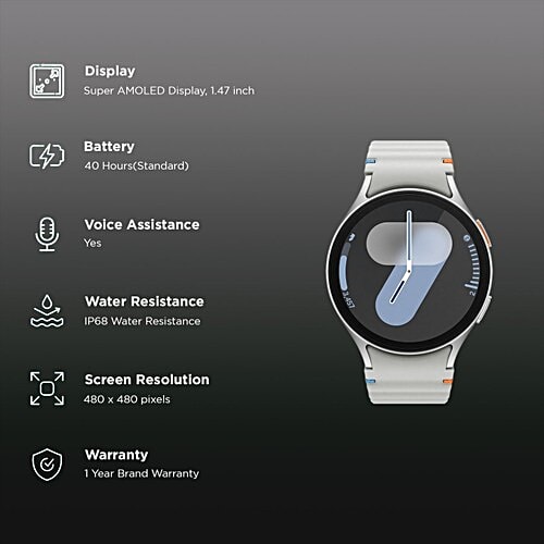 Samsung SAMSUNG Galaxy Watch7 Wi-Fi+4G SIM Wear OS Smartwatch (37.3mm Super AMOLED Display, 3nm Processor, Dual-Frequency GPS, Silver Strap), 1 Unit  