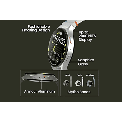 Samsung SAMSUNG Galaxy Watch7 Wi-Fi+4G SIM Wear OS Smartwatch (37.3mm Super AMOLED Display, 3nm Processor, Dual-Frequency GPS, Silver Strap), 1 Unit  