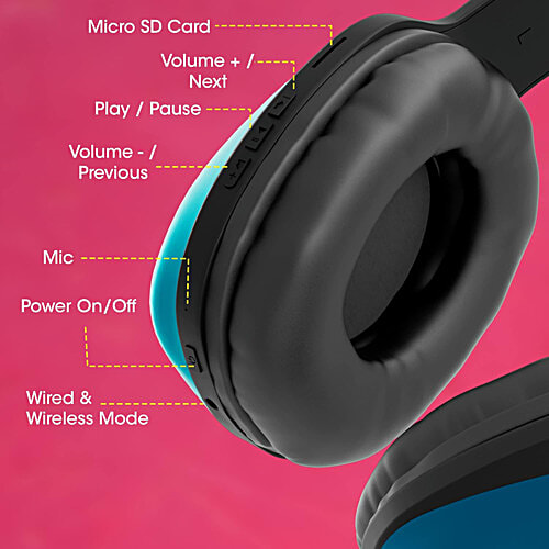 Zebronics Thunder Pro BT Headphone - Dual Pairing, Gaming Mode, ENC, 60 Hr Backup - Blue, 1 pc