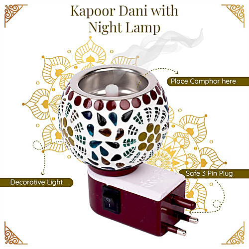 Prosperro Lumo  Kapoor Dani With Night Lamp Electric Camphor Burner - Aroma Diffuser, 1 pc  