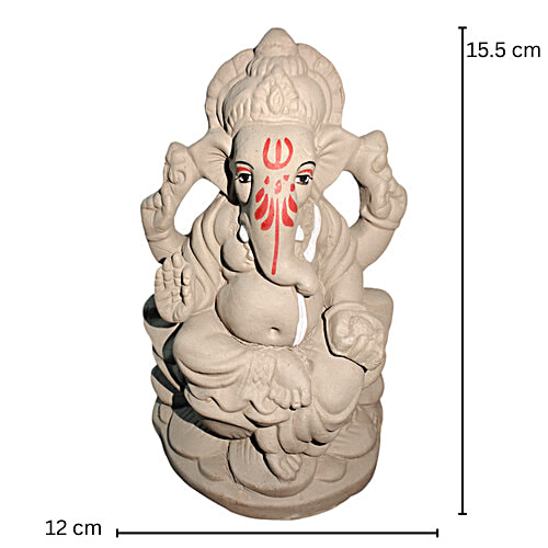 House of Festivals Eco-Friendly Plain Ganpati Murti Idol, 1 pc 6 Inches For Ganesh Chaturthi