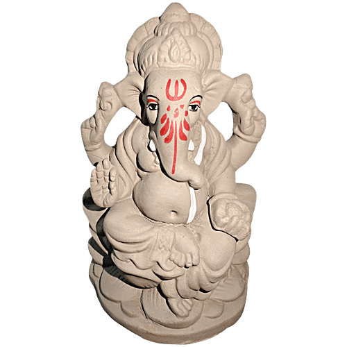 House of Festivals Eco-Friendly Plain Ganpati Murti Idol, 1 pc 6 Inches For Ganesh Chaturthi