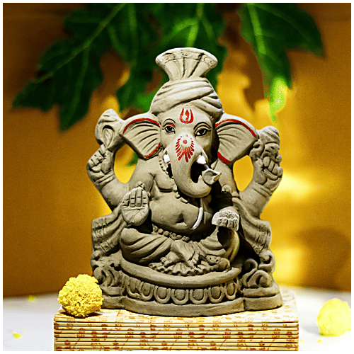 Mangal Bhavan Eco Friendly Plain Ganesha Idol - 22 cm, 1 pc