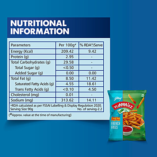 Godrej Yummiez Peri Peri French Fries, 400 g No Added Preservatives