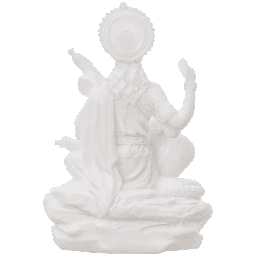 eCraftIndia White Polyresin Goddess Saraswati Idol Playing Veena – Religious Statue, 1 pc  