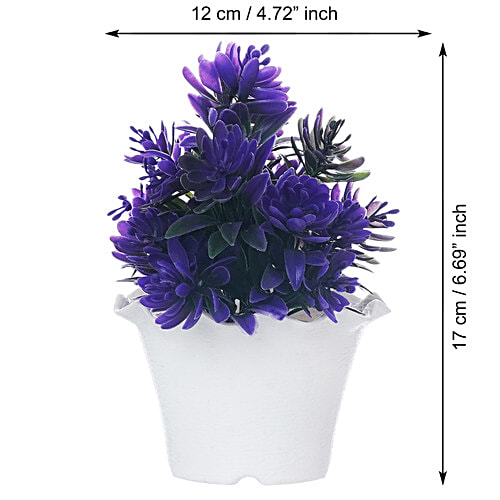 eCraftIndia Violet Blue Hyacinth Artificial Plant With Decorative Wavy Flowerpot, 1 pc  