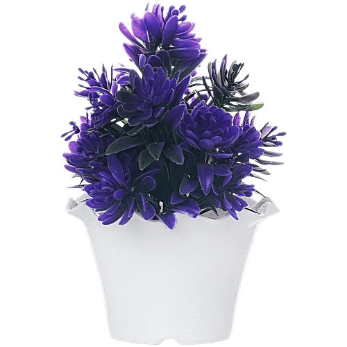 eCraftIndia Violet Blue Hyacinth Artificial Plant With Decorative Wavy Flowerpot, 1 pc  