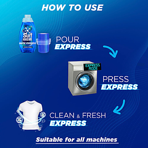 Surf Excel Matic Express Clean & Fresh Liquid Detergent, 830 ml Long-Lasting Fragrance, Leaves No Sticky Residue, Suitable For Active Wear