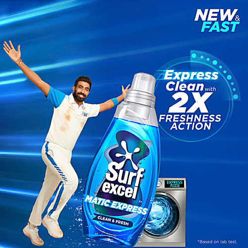 Surf Excel Matic Express Clean & Fresh Liquid Detergent, 830 ml Long-Lasting Fragrance, Leaves No Sticky Residue, Suitable For Active Wear