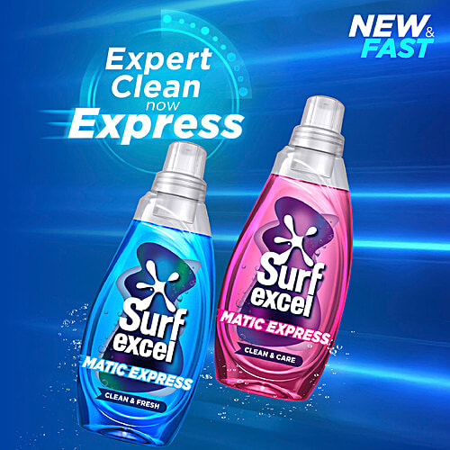 Surf Excel Matic Express Clean & Fresh Liquid Detergent, 830 ml Long-Lasting Fragrance, Leaves No Sticky Residue, Suitable For Active Wear