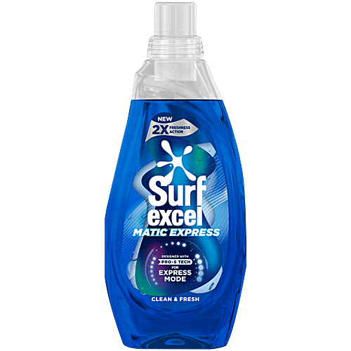 Surf Excel Matic Express Clean & Fresh Liquid Detergent, 830 ml Long-Lasting Fragrance, Leaves No Sticky Residue, Suitable For Active Wear