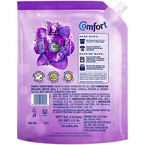 Comfort Mystique Perfume Deluxe, 1.8 L  Long Lasting, Anti-Fading, Retains Softness