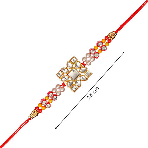eCraftIndia Designer Stone Work Rakhi With Roli & Chawal, 1 pc