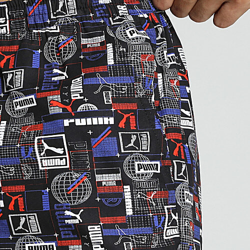 Puma Men's Woven Boxer With Side Pocket - Flat Light Gray, Black, Warm Earth & Royal Sapphire, 1 pc (Size - S) Breathable Cotton, Label-Free Design