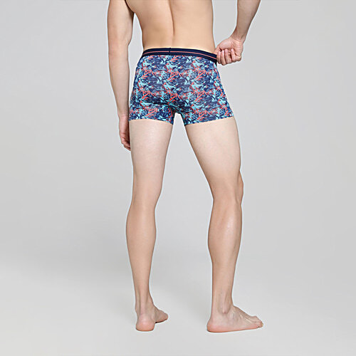 Puma Men's Printed Trunk - Scuba Blue & Georgia Peach, 1 pc (Size - L) Stretchy & Breathable, Elasticated Waistband, Irritation-free