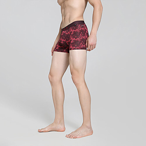 Puma Men's Printed Trunk - Vineyard Wine, Fudge & Urban Red, 1 pc (Size - XL) Stretchy & Breathable, Elasticated Waistband, Irritation-free
