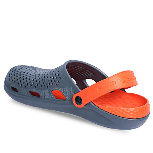 Paragon Men Casual & Comfortable Clogs - Dark Grey Orange, 1 Pair (UK/IND - 9)