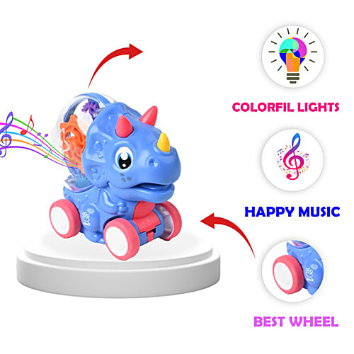 Toy Bharat Gear Dinosaur Toy With Light - Assorted Colour, 1 pc