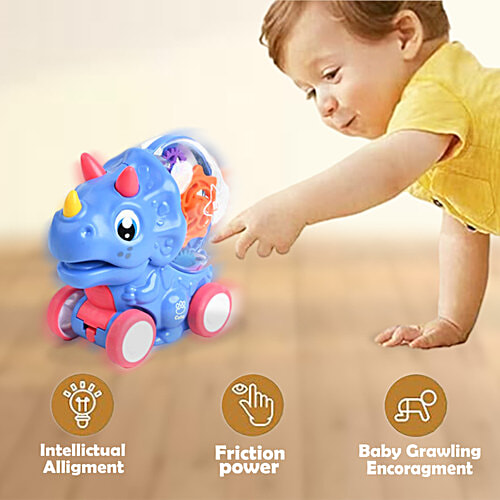 Toy Bharat Gear Dinosaur Toy With Light - Assorted Colour, 1 pc