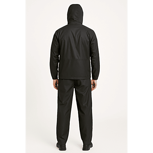 Nona Lifestyle Single Coated Upper & Lower Raincoat With Adjustable Hood & Bag - Black, 1 Set (Size - XL) PU-coated Polyester, Inner Pockets, Ideal for Bikers