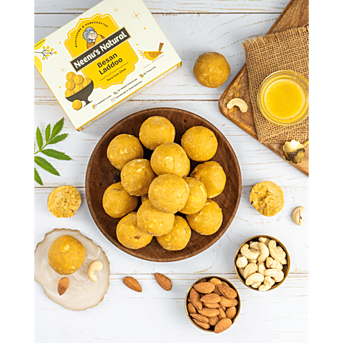 Neenu's Natural  Besan Laddoo, 225 g  Made with Pure Cow Ghee, No Added Chemicals, No Trans Fat, Handmade