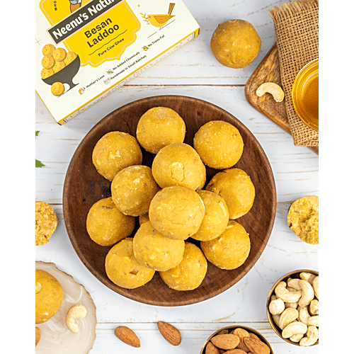Neenu's Natural  Besan Laddoo, 225 g  Made with Pure Cow Ghee, No Added Chemicals, No Trans Fat, Handmade