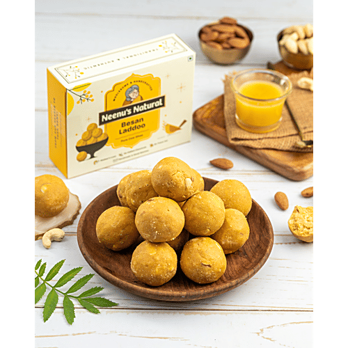 Neenu's Natural  Besan Laddoo, 225 g  Made with Pure Cow Ghee, No Added Chemicals, No Trans Fat, Handmade