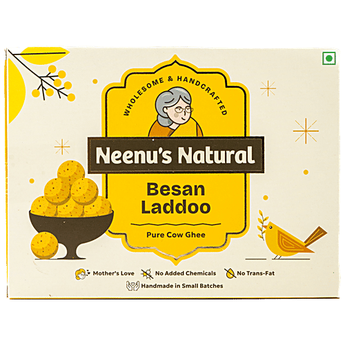 Neenu's Natural  Besan Laddoo, 225 g  Made with Pure Cow Ghee, No Added Chemicals, No Trans Fat, Handmade
