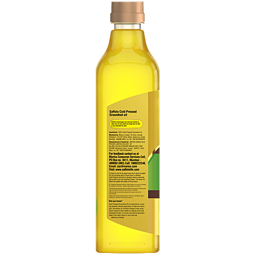 Saffola Cold Pressed Groundnut Oil, 1 L Goodness of Omega 6 & Authentic Seed Flavour