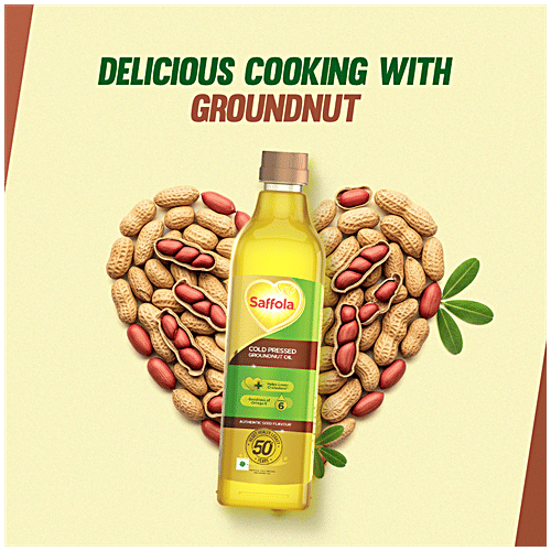 Saffola Cold Pressed Groundnut Oil, 1 L Goodness of Omega 6 & Authentic Seed Flavour