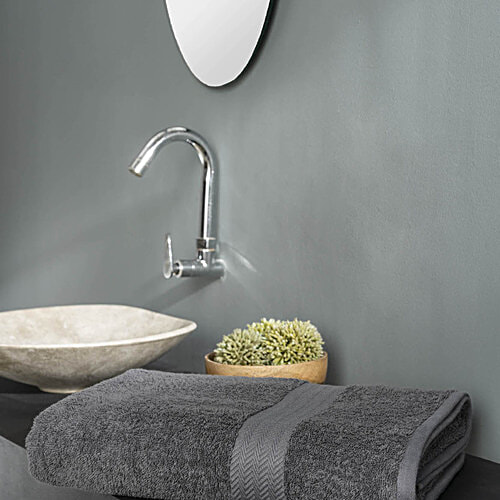 D'Decor Home Bath Towel  HomeBrio Collection Gris Cotton Terry - 150 x 75 cm, Grey, 1 pc  Premium Durability, Super Absorbent, Long Lasting Colour, 100% Cotton