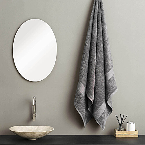 D'Decor Home Bath Towel  HomeBrio Collection Gris Cotton Terry - 150 x 75 cm, Grey, 1 pc  Premium Durability, Super Absorbent, Long Lasting Colour, 100% Cotton