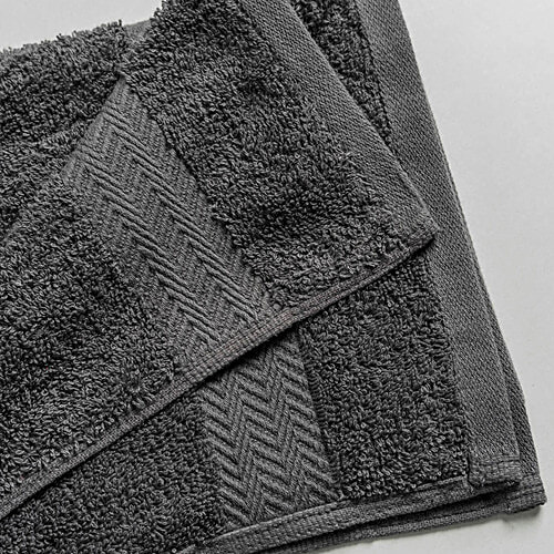 D'Decor Home Hand Towel HomeBrio Collection Gris Cotton Terry - 60 x 40 cm, Grey, 2 pcs Premium Durability, Super Absorbent, Long Lasting Colour, 100% Cotton