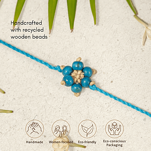 Gulmeher Handcrafted Neel Phool Rakhi, 1 pc For Brother, Bhaiya, Bhai