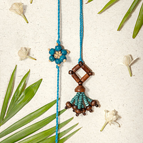 Gulmeher Handcrafted Neel Phool Rakhi, 1 pc For Brother, Bhaiya, Bhai