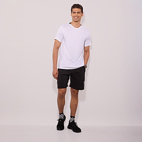 Hoversoul Men's White Polyester Active Regular Fit T-Shirt, 1 pc (Size - S)