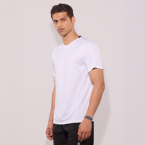 Hoversoul Men's White Polyester Active Regular Fit T-Shirt, 1 pc (Size - S)