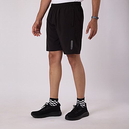 Hoversoul Men's Black & Grey Active Wear Shorts, 1 pc (Size - S) 95% Polyester 5% Lycra