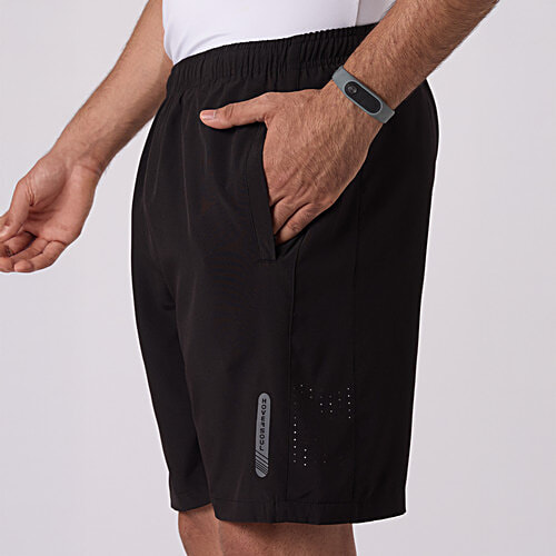 Hoversoul Men's Black & Grey Active Wear Shorts, 1 pc (Size - M) 95% Polyester 5% Lycra
