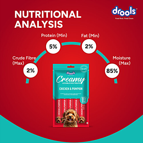 Drools Chicken & Pumpkin Creamy Lickable Dog Treats, 75 g (Buy 4 Get 1 Free) 