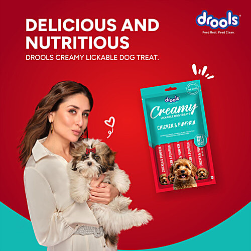 Drools Chicken & Pumpkin Creamy Lickable Dog Treats, 75 g (Buy 4 Get 1 Free) 