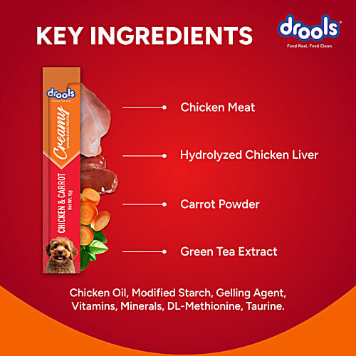 Drools Chicken & Carrot Creamy Lickable Dog Treats, 75 g (Buy 4 Get 1 Free)