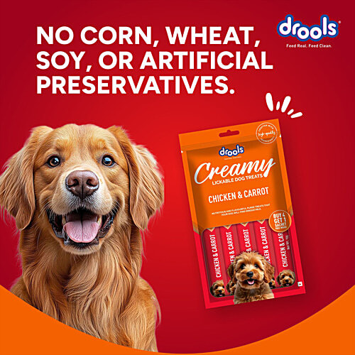 Drools Chicken & Carrot Creamy Lickable Dog Treats, 75 g (Buy 4 Get 1 Free)