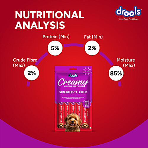 Drools Strawberry Flavour Creamy Lickable Dog Treats, 75 g (Buy 4 Get 1 Free) 
