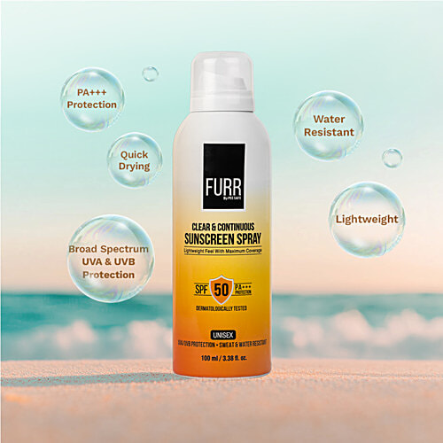 Furr By Pee Safe Clear & Continuous Sunscreen Spray SPF 50 PA+++, 100 ml