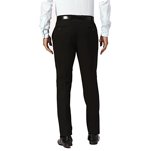 Park Avenue Men's Slim Fit Black Trouser, 1 pc (Size - 34) Polyester Viscose Blend