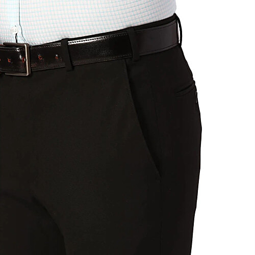 Park Avenue Men's Slim Fit Black Trouser, 1 pc (Size - 34) Polyester Viscose Blend